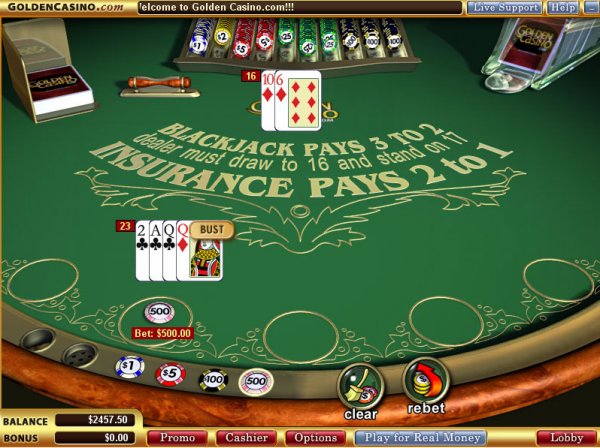 A peek at Golden Casino's European Blackjack