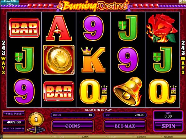 Screenshot of Burning Desire Slots from Microgaming