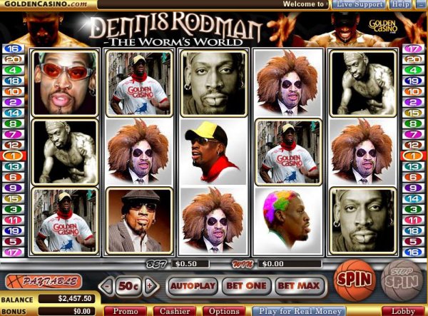 Dennis Rodman slot machine at Golden Casino