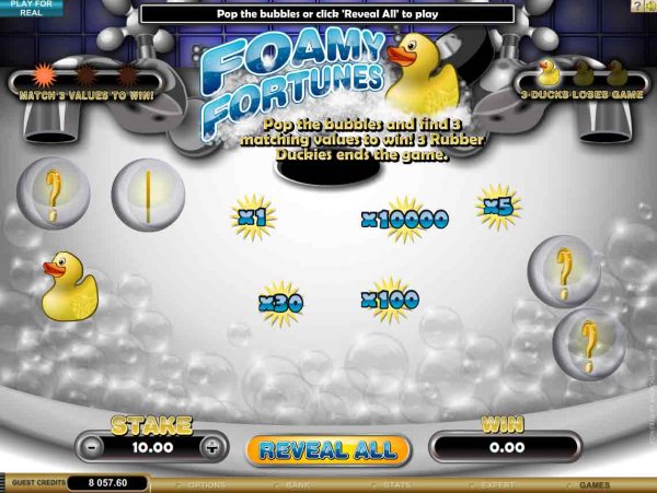 Screenshot of gameplay from Foamy Fortunes Instant Win Game by Microgaming