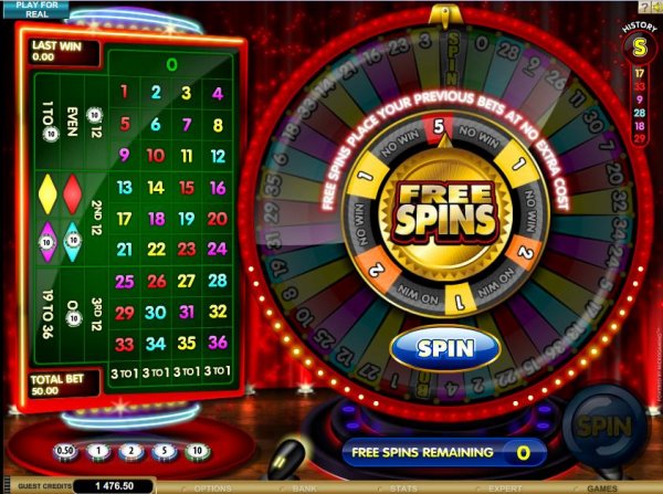 Screenshot of the Free Spins Feature from Wheel of Riches by Microgaming