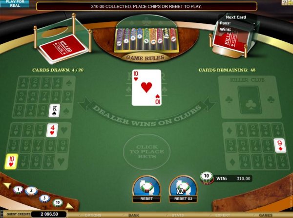 Screenshot of Killer Clubs by Microgaming