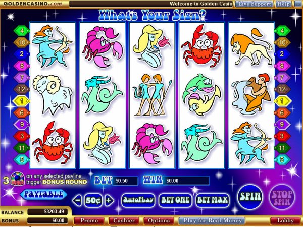Screenshot from 'What's Your Sign' slots