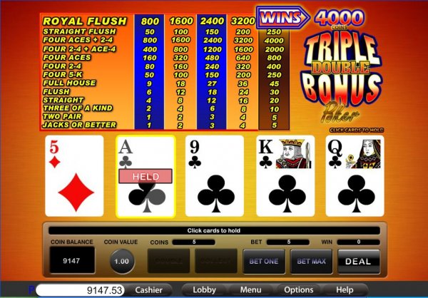 Triple double bonus poker online, free