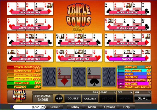 Play Triple Double Bonus Poker