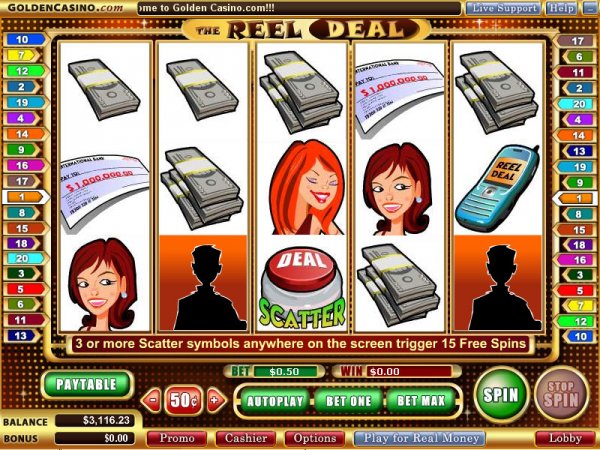 Screen capture of The Reel Deal slots.