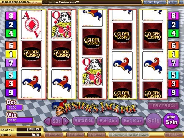 Jester's Jackpot slots machine screen captures.