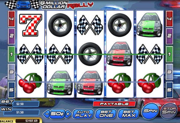 Million Dollar Rally - race car slots - paytable