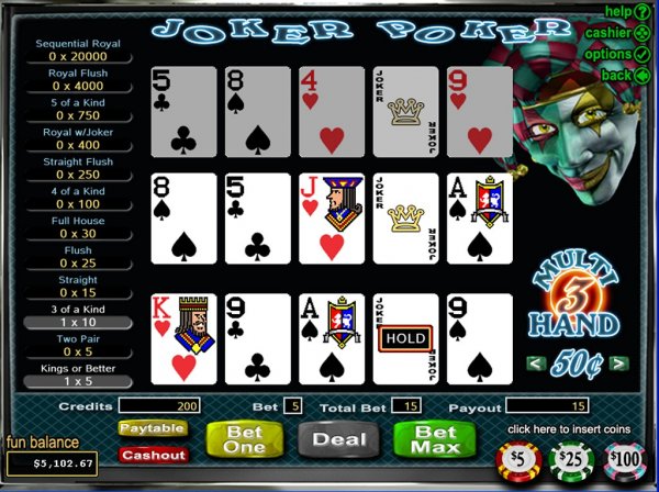 jokers wild poker hands