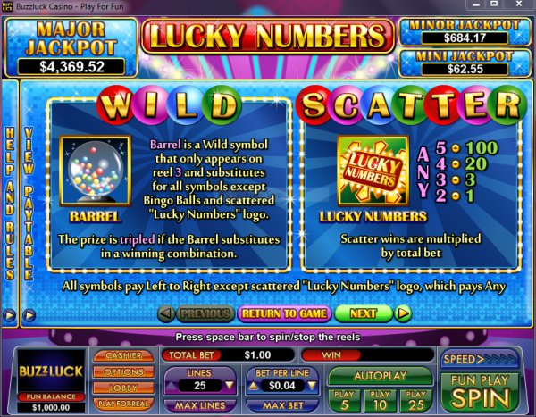 Lucky Numbers Wild and Scatter