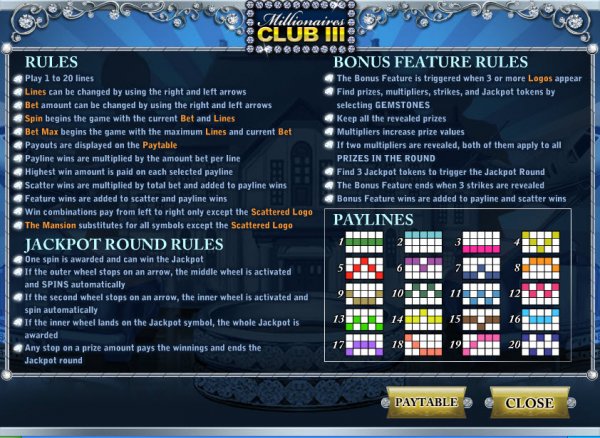 Millionaires Club III Rules