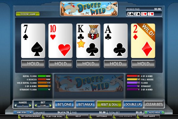 video poker single play deuces wild bonus