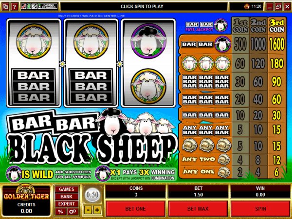 Screen capture from Bar Bar Black Sheep reel slots