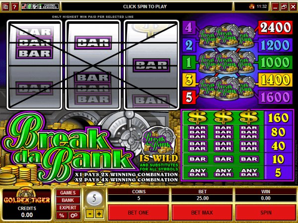 Image of the Break da Bank slots screen