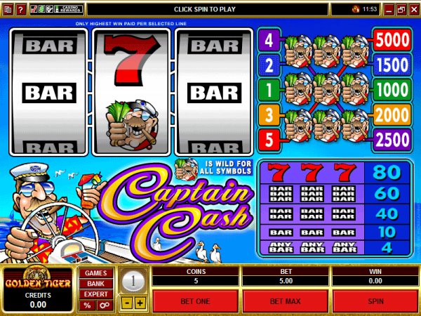 Screenshot from the video slots game Captain Cash