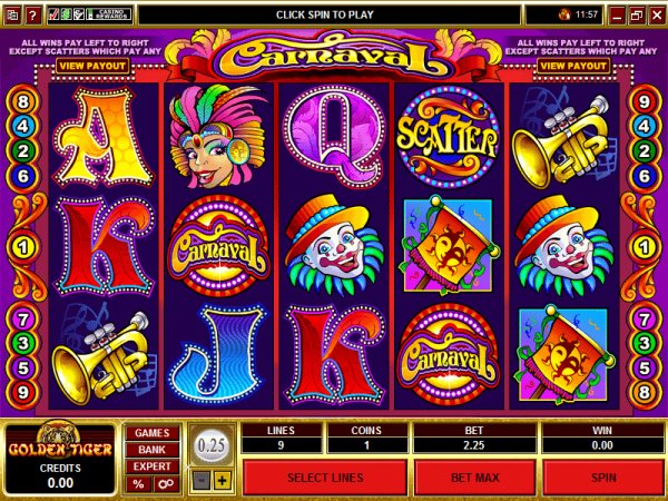 Screenshot of the video slot game Carnival Slots