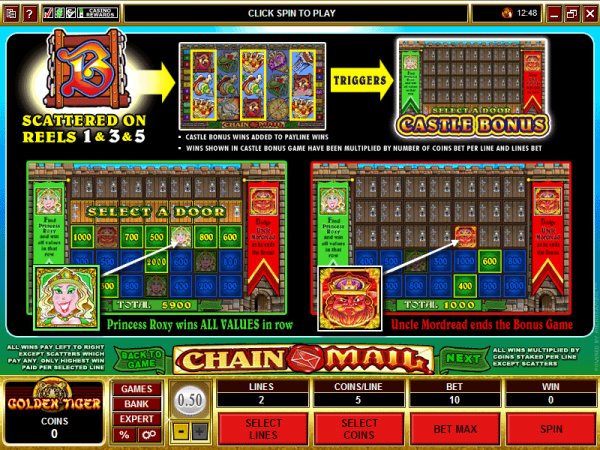 Screen 2 from the pay chart of Chainmail slot machine