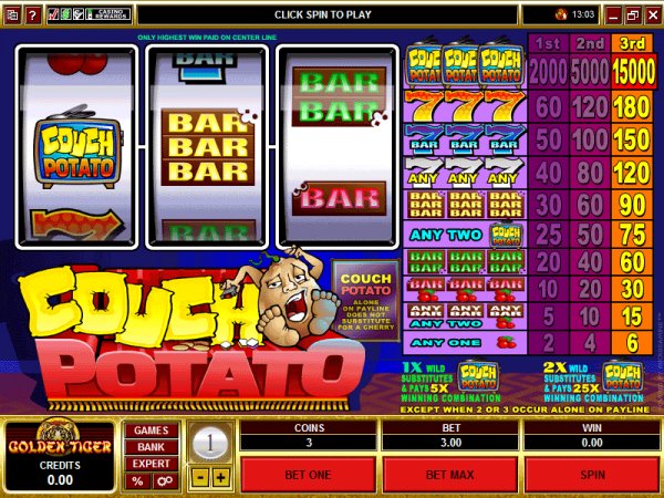Screen capture from Couch Potato slot machine