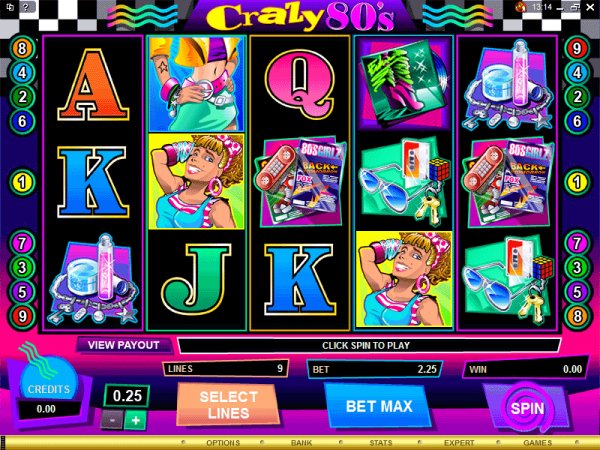 Game action from those Crazy 80s slots