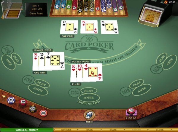 Multihand 3 Card Poker Gold Series