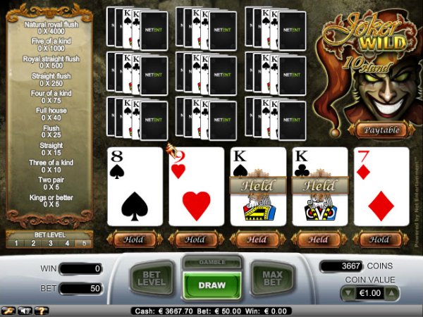 Joker Wild 10 Hand Video Poker