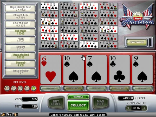 All American Video Poker 25 Hand