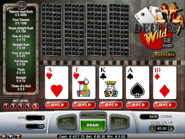 Deuces Wild 25 Hand Video Poker