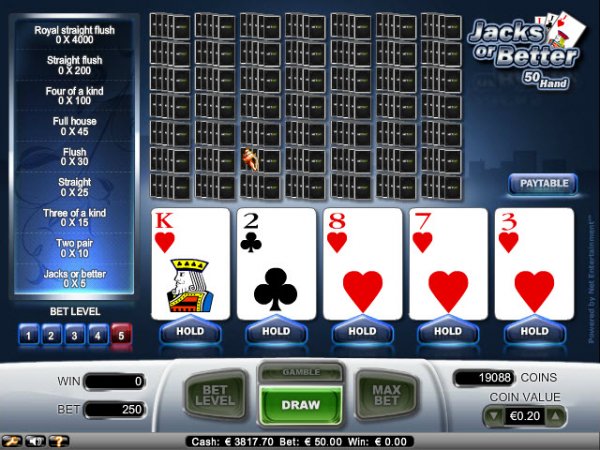 Jacks or Better 50 Hand Video Poker