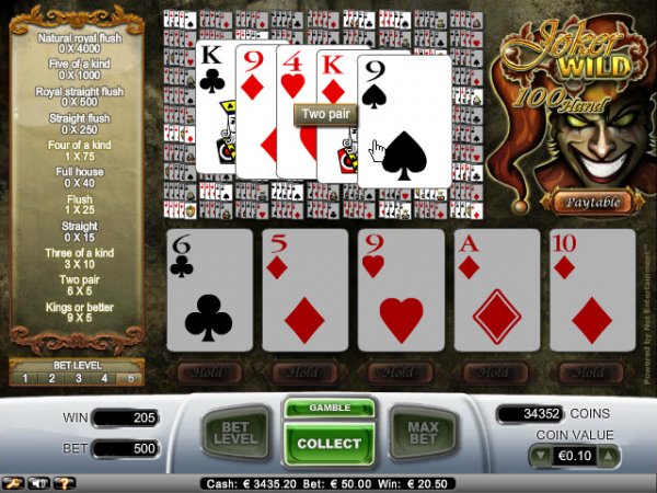 Joker Wild 100 Hand Video Poker