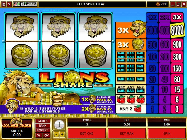 Lions Share slots game by MGS