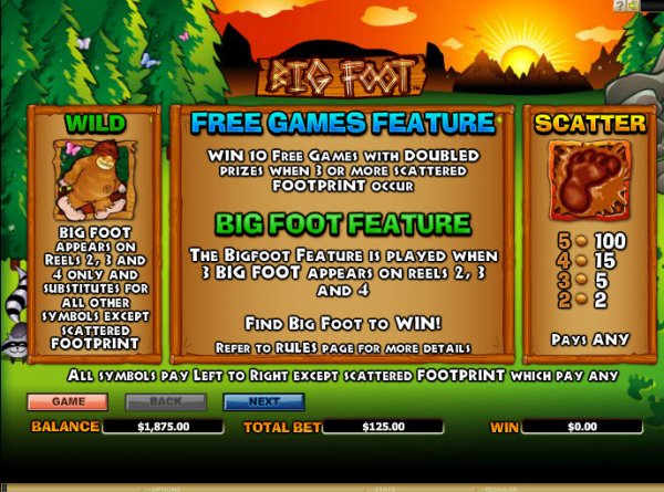 Bigfoot Slot Features
