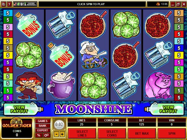 Slot reels of Moonshine video slots