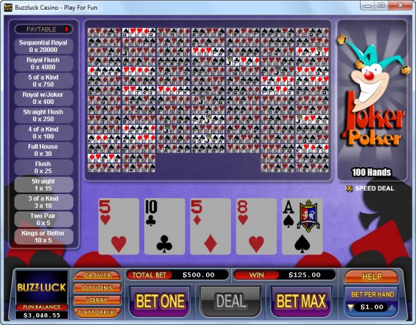 Joker Poker 100 Hands