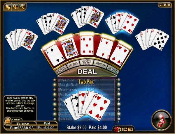 high card flush casino game pay out