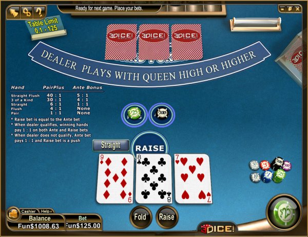 free online casino 3 card poker