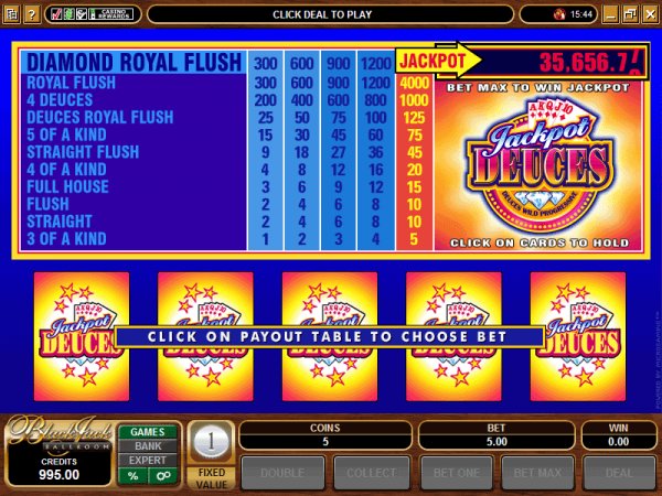 Preview of Jackpot Deuces video poker
