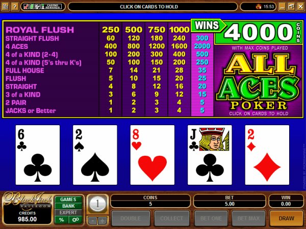 Preview the All Aces video poker game from MGS