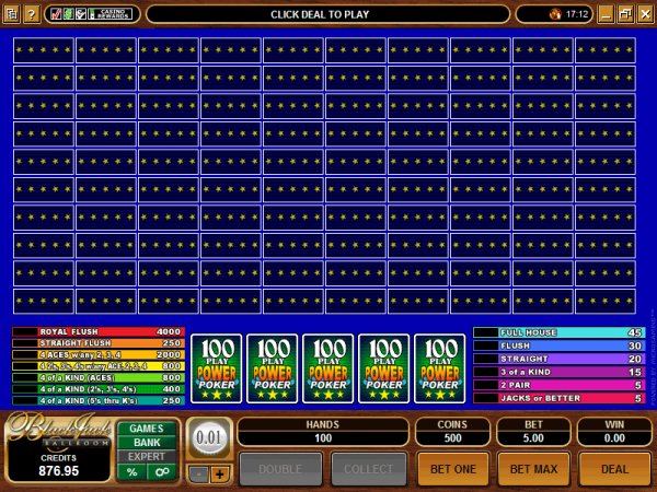 Screenshot from 100 hand Double Double Bonus poker
