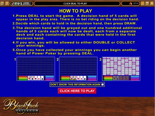 Rules for 100 hand video poker by MGS