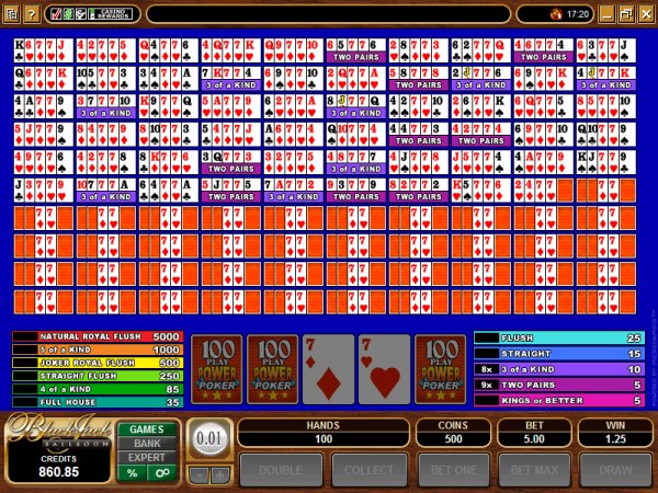 Preview the Microgaming 100 hand Joker Poker