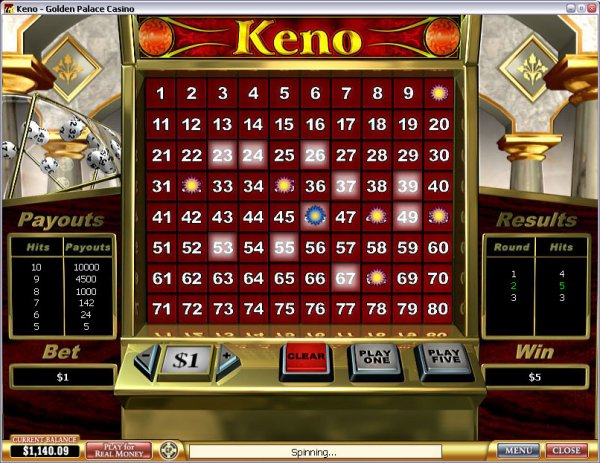 Keno as presented by Playtech casino brand