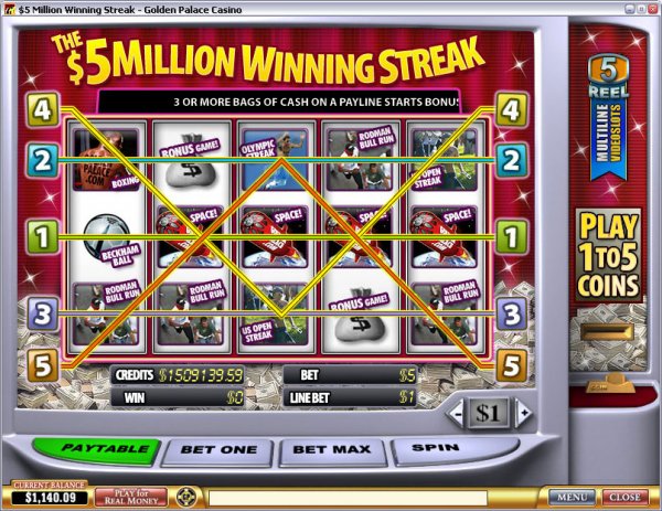 $5 Million Winning Streak slots from Playtech