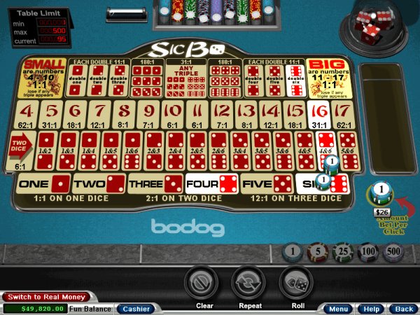 Preview of BoDog's Sic Bo (powered by RTG)
