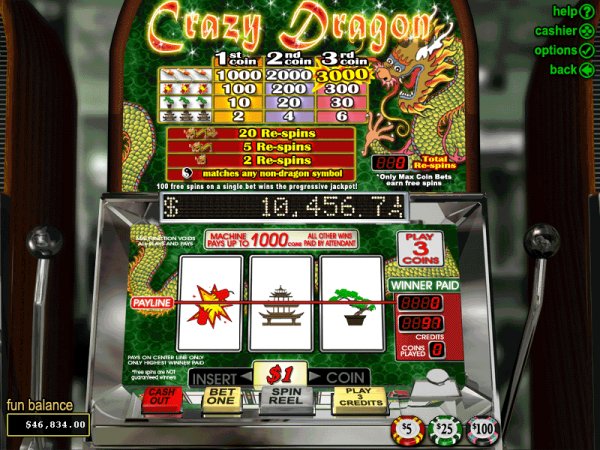 Crazy Dragon reel slots by RTG