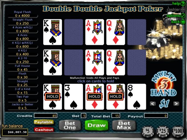 3 hand version of Double Double Jackpot Poker