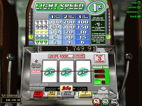 Screenshot of the slot game Light Speed