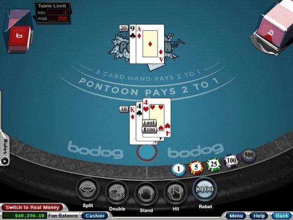 Preview Pontoon (RTG) at BoDog Casino