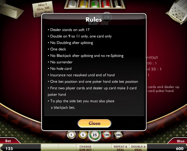 casino black jack rules