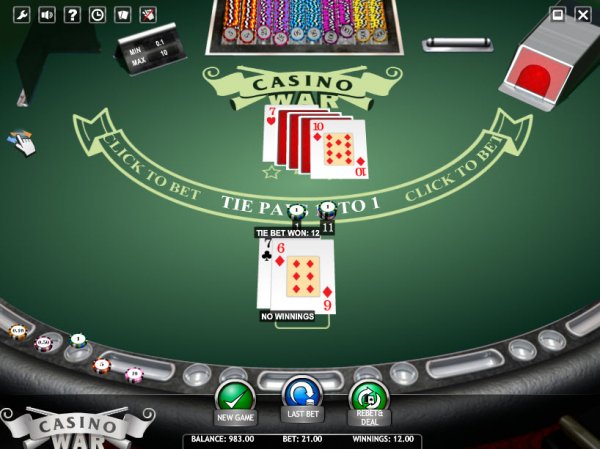 online casino war card game