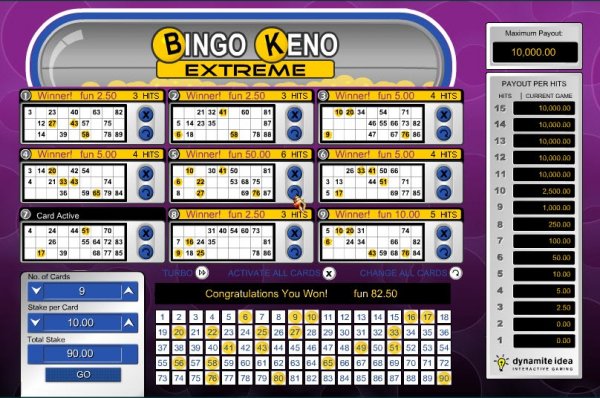 Bingo Keno Extreme 9 Cards